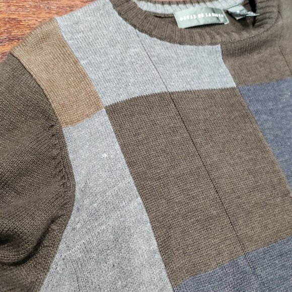 Oscar Dela Renta Patchwork Color Block Crew Neck Pullover Knit Sweater Men's M - Picture 6 of 13